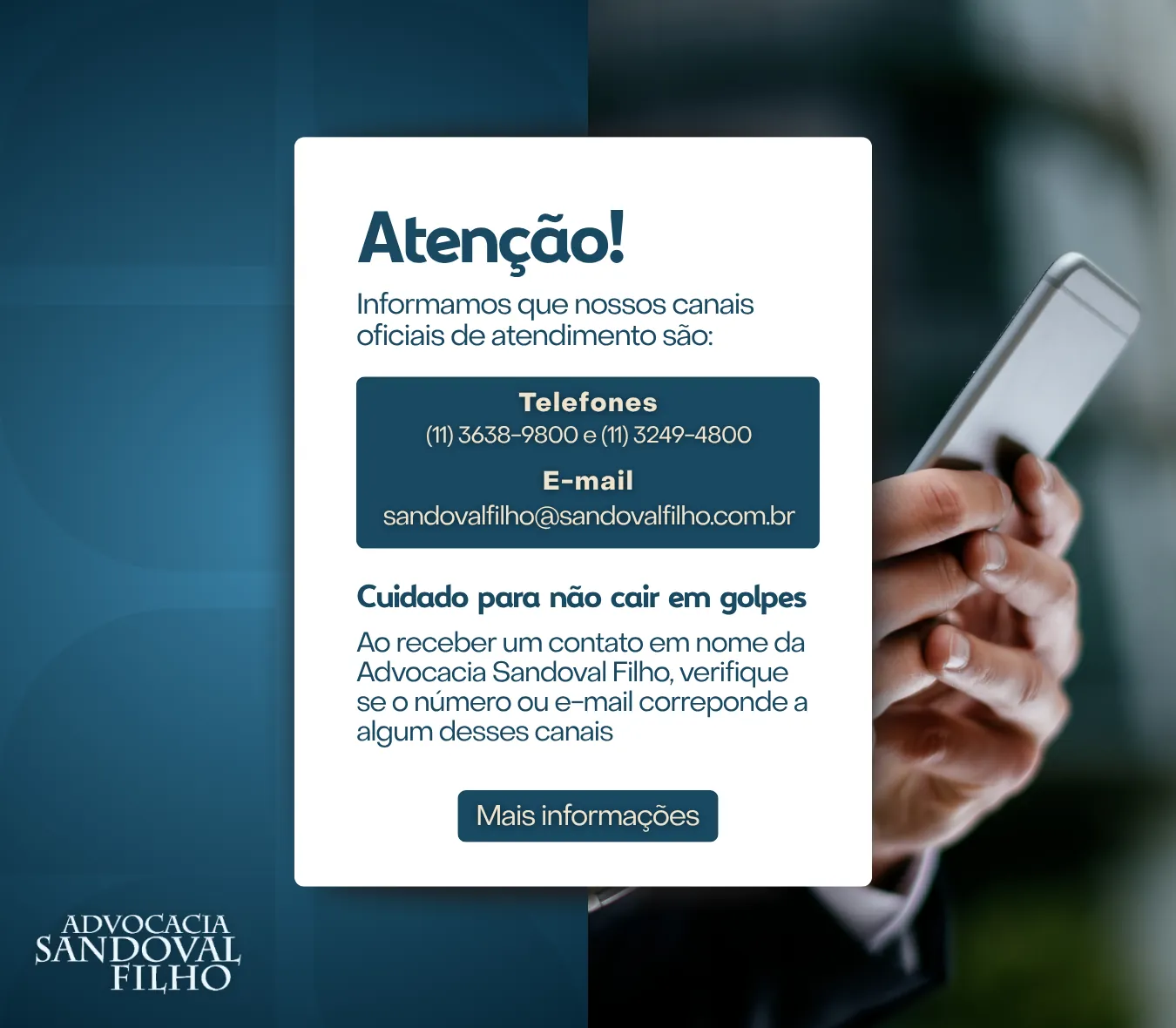 Atenção: cuidado para não cair em golpes