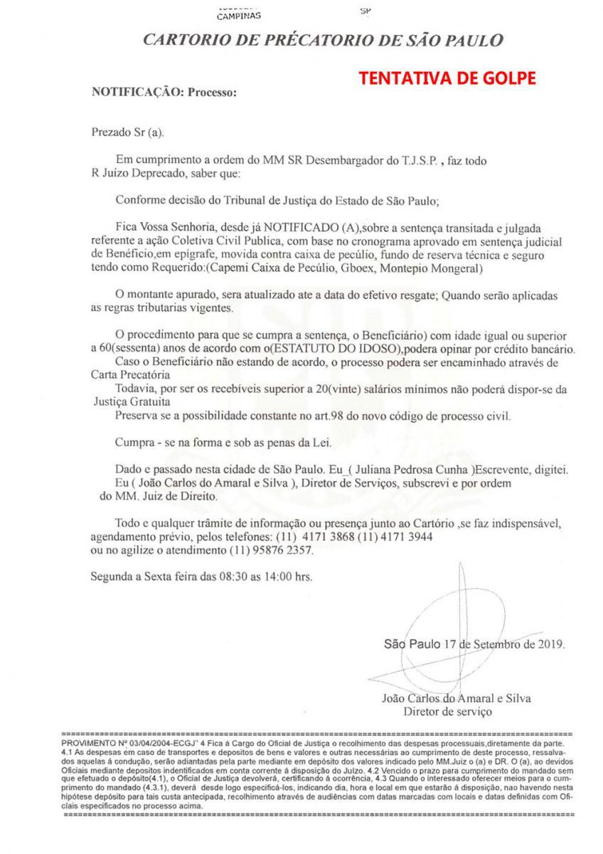 Correspondência falsa. 